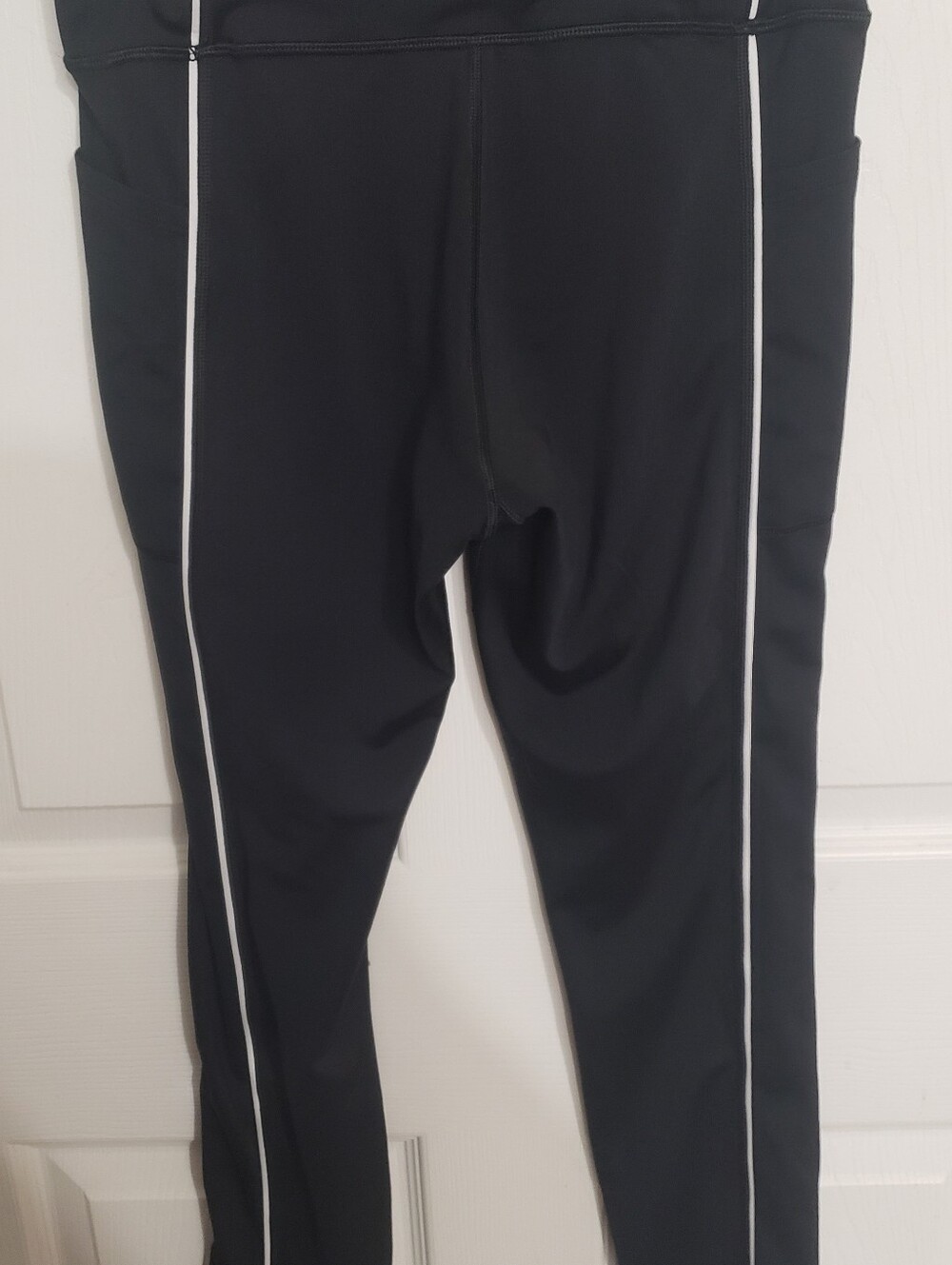 Victoria's Secret Black Athletic Leggings with White Side Piping - Picture 3 of 3
